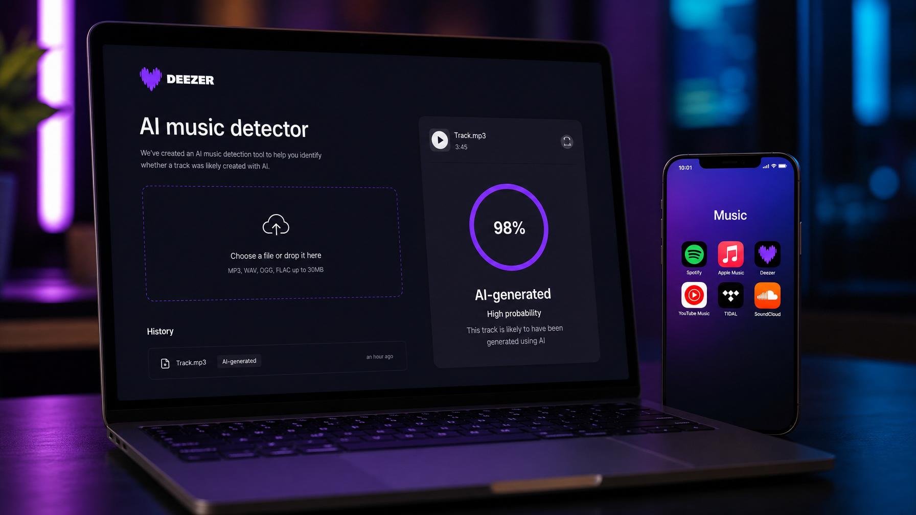 Deezer lança detector de música IA para playlists do Spotify e afins