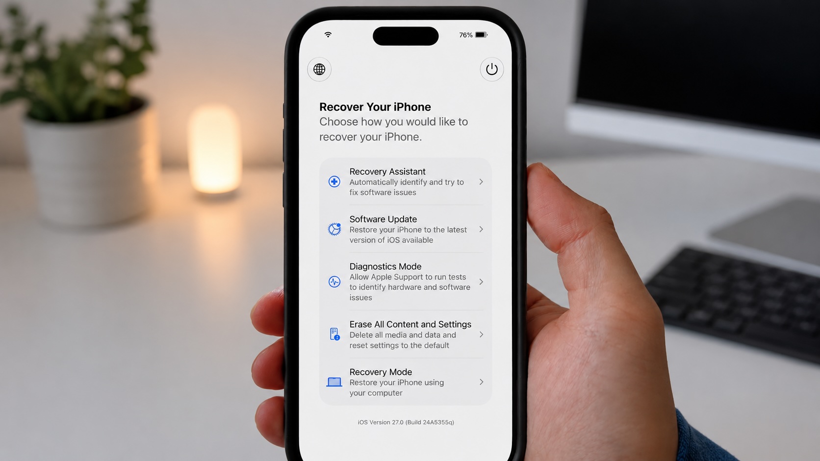 iOS 27 dá ao iPhone um modo de recuperação ao estilo do Mac