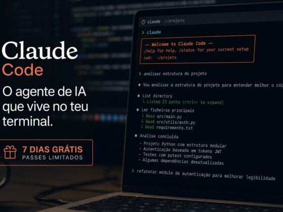Queres testar o Claude Code no terminal? Temos passes para 7 dias grátis