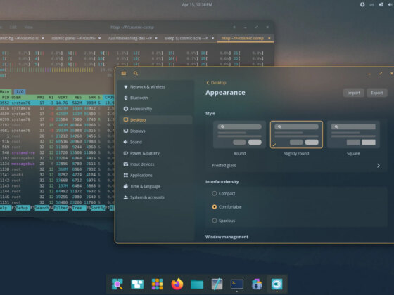 COSMIC ganha efeito Frosted Glass e Pop!_OS recebe-o primeiro