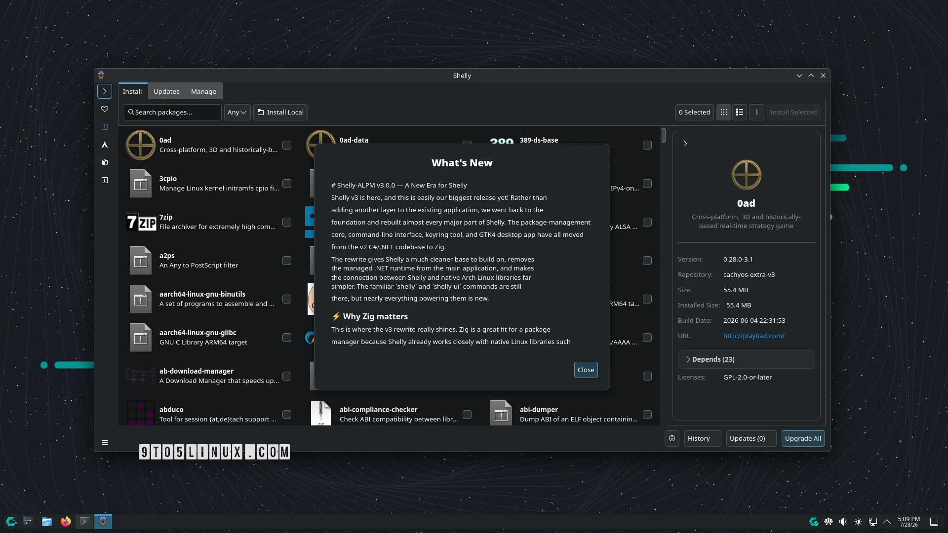 Shelly 3.0 troca .NET por Zig e renasce no Arch Linux