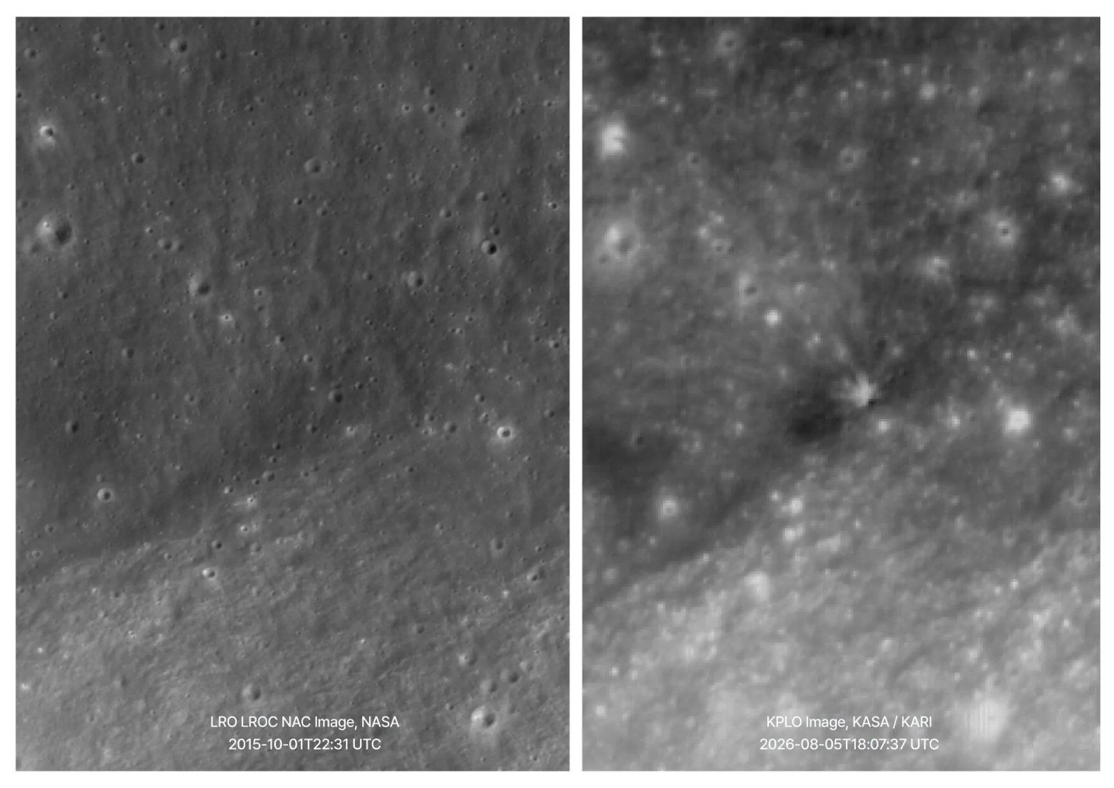 Sonda sul-coreana apanha em foto o embate lunar da SpaceX