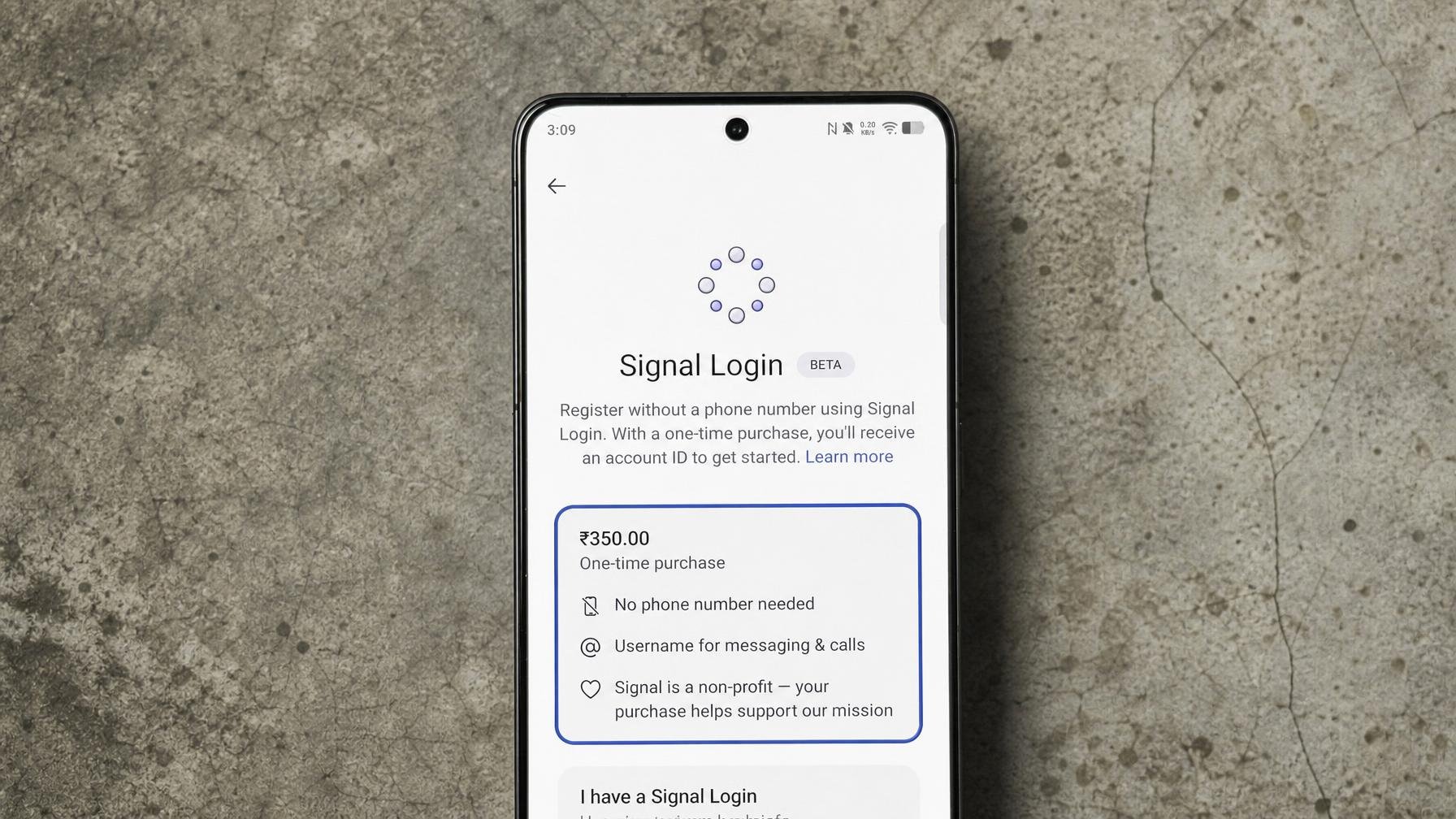 Signal testa contas sem número de telemóvel, mas pede 3 dólares