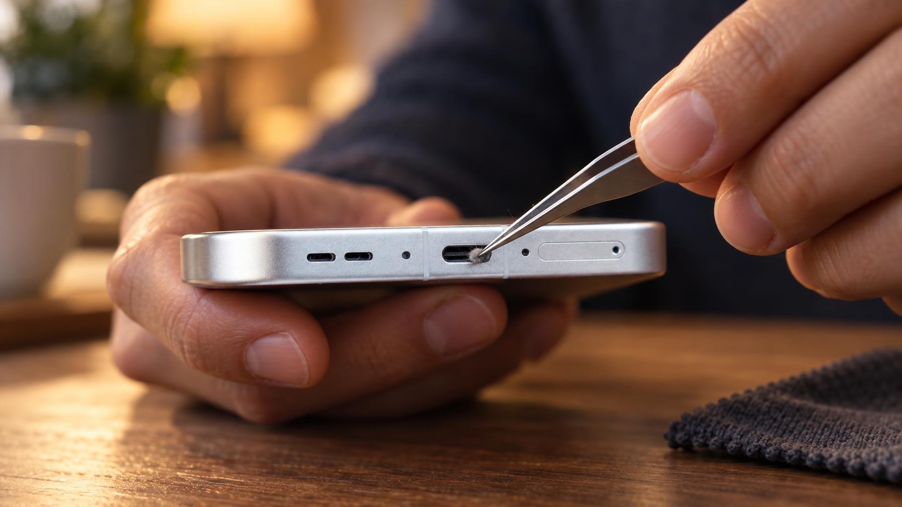 Se o telemóvel não carrega, limpa primeiro a porta USB-C